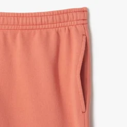 Lacoste Washed Effect Printed Fleece Shorts in Red