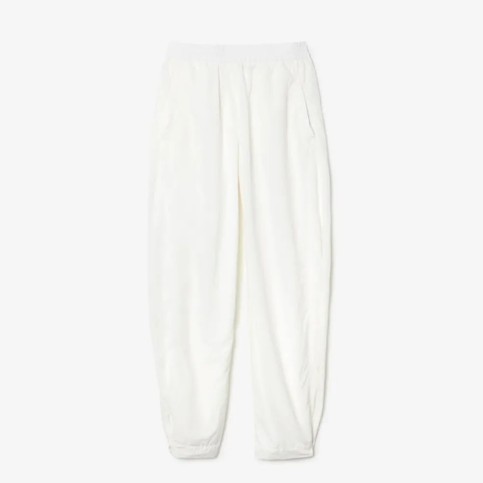 Lacoste Wide Leg Nylon Track Pants in White