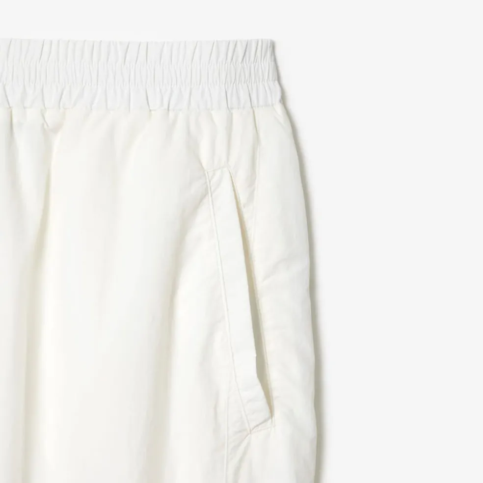 Lacoste Wide Leg Nylon Track Pants in White