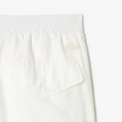 Lacoste Wide Leg Nylon Track Pants in White