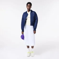 Lacoste Zip Neck Rib Knit Polo Shirt in White