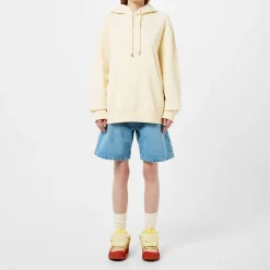 Lanvin Hooded Patch Relaxed Sweatshirt in Cream
