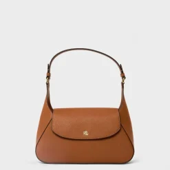 Lauren by Ralph Lauren Crosshatch Medium Schylar Shoulder Handbag with Detachable Strap in Brown
