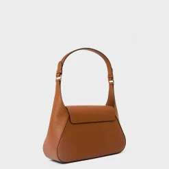 Lauren by Ralph Lauren Crosshatch Medium Schylar Shoulder Handbag with Detachable Strap in Brown