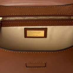 Lauren by Ralph Lauren Crosshatch Medium Schylar Shoulder Handbag with Detachable Strap in Brown