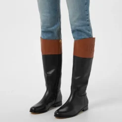 Lauren by Ralph Lauren Justine Knee High Flat Boots in Black