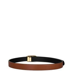 Lauren by Ralph Lauren Logo Reversible Leather Skinny Belt in Black