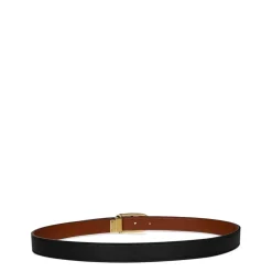 Lauren by Ralph Lauren Logo Reversible Leather Skinny Belt in Black