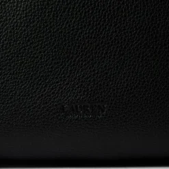 Lauren by Ralph Lauren Pebbled Leather Tanner Satchel in Black