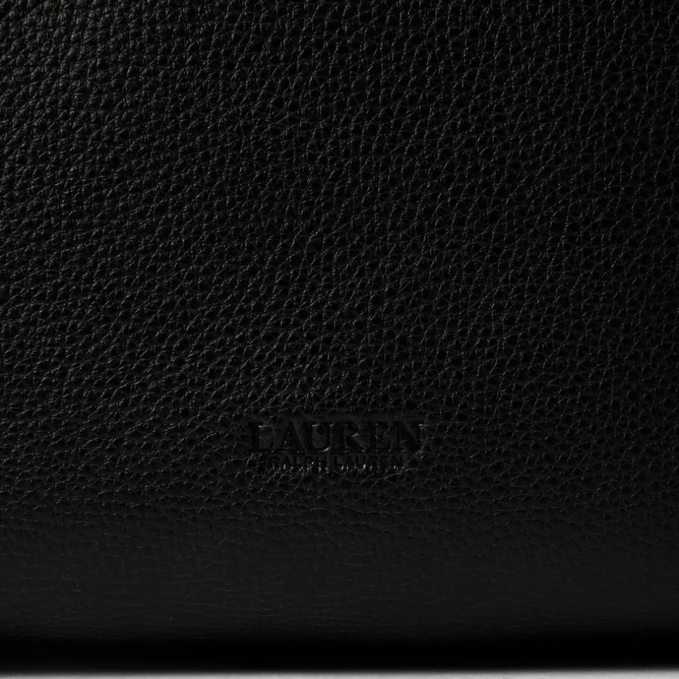 Lauren by Ralph Lauren Pebbled Leather Tanner Satchel in Black
