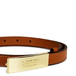 Lauren by Ralph Lauren Plaque Skinny Belt in Brown
