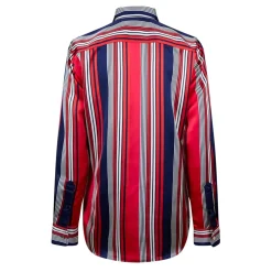 Lauren by Ralph Lauren Stripe Regular Fit Long Sleeve Shirt in Red