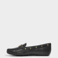 Lauren by Ralph Lauren Wylie Driver Flat Heel Boat Shoes in Black