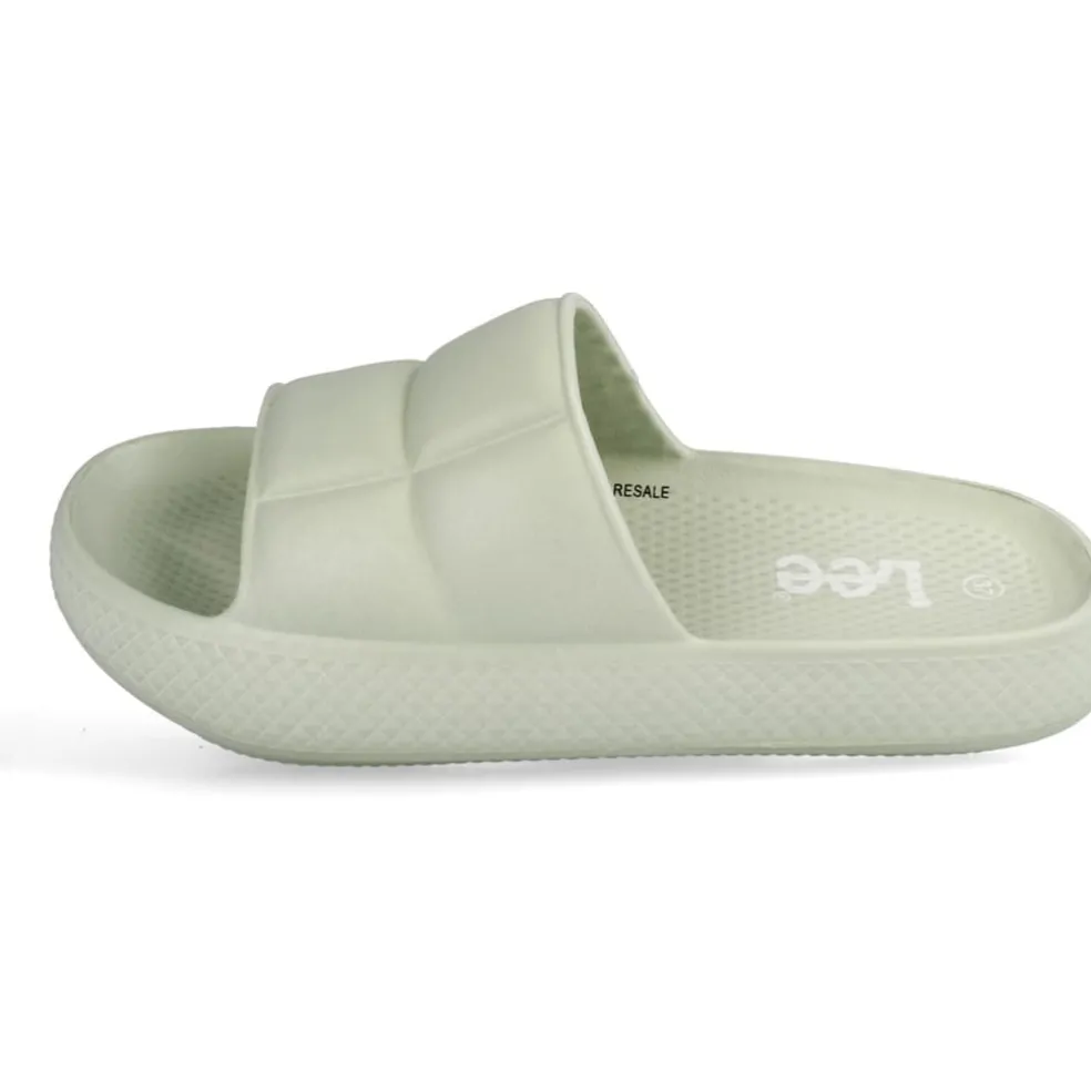 Lee Maya Flat Heel Open Toe Slides in Green