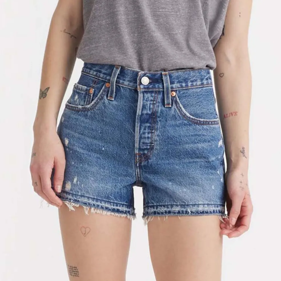 Levis 501 Original Micro Damage Shorts in Blue