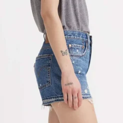 Levis 501 Original Micro Damage Shorts in Blue