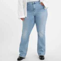 Levis 725 Plus High Rise Bootcut Jeans in Light Blue