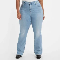 Levis 725 Plus High Rise Bootcut Jeans in Light Blue