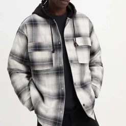 Levis Hooded Jack Worker Overshirt in Grey