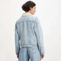 Levis Original Sherpa Trucker Jacket in Light Blue