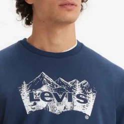 Levis Standard Fit Graphic Crewneck Sweatshirt in Dark Blue
