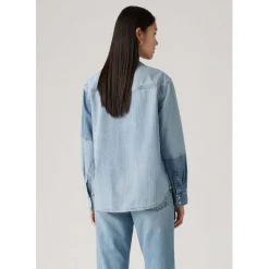 Levis Teodora Lightweight Western Denim Shirt in Light Blue