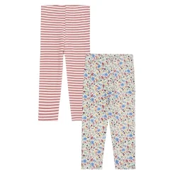 Lilly and Sid And Sid Multicoloured Stripe And Floral Print Leggings 2 Pack in Multi