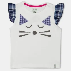 Lilly and Sid Cat Face Top in White