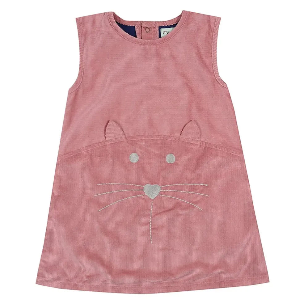 Lilly and Sid Kitty Cord Dress in Pink