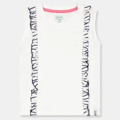 Lilly and Sid Stripe Frill Top in White