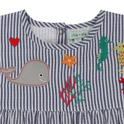 Lilly and Sid Yoke Dress in Blue