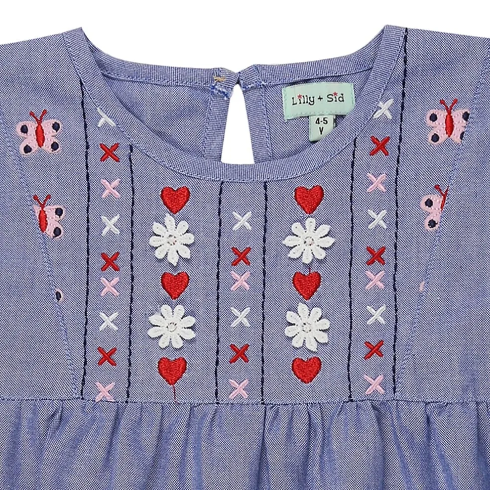 Lilly and Sid Yoke Dress in Blue