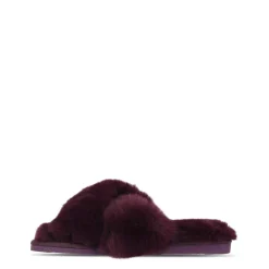 Linea Faux Fur Crossover Slipper in Purple