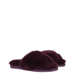 Linea Faux Fur Crossover Slipper in Purple