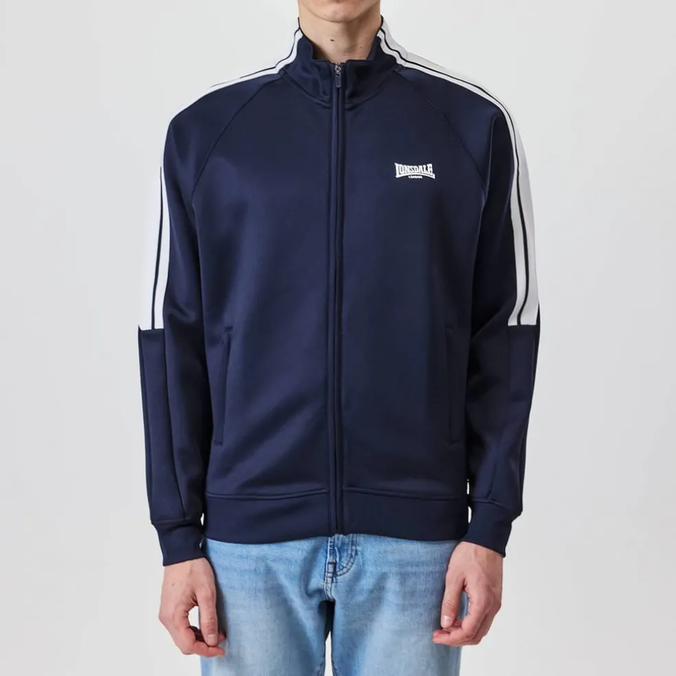 lonsdale 2 Stripe Track Top in Blue