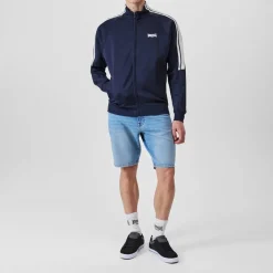 lonsdale 2 Stripe Track Top in Blue