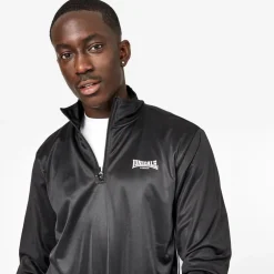 lonsdale Mens 2s Quarter Zip Track Top in Black