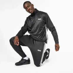 lonsdale Mens 2s Quarter Zip Track Top in Black