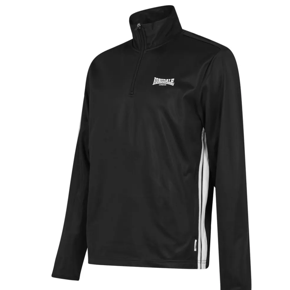 lonsdale Mens 2s Quarter Zip Track Top in Black