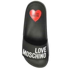 Love Moschino Embossed Logo Sliders in Black