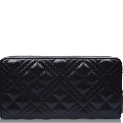 Love Moschino Quilted Logo Zipped Purse in Black