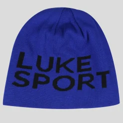 Luke 1977 Den Large Text Reversible Sport Beanie in Blue