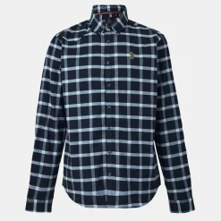 Luke Mens Oxford L S Shirt in Blue