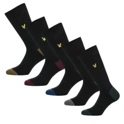 Lyle And Scott 5 Pack of Contrast Socks in Black