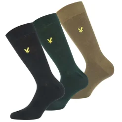 Lyle And Scott 3 Pack of Eagle Embroidery Socks in black green
