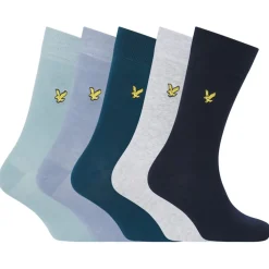 Lyle And Scott 5 Pack of Plain Core Socks in Blue