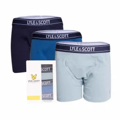 Lyle And Scott Boys Chadwick 3 Pack Trunks in blue navy