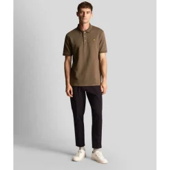 Lyle And Scott Chunky Slub Polo Shirt in olive
