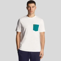 Lyle And Scott Contrast Pocket T-Shirt in White Green