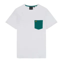 Lyle And Scott Contrast Pocket T-Shirt in White Green
